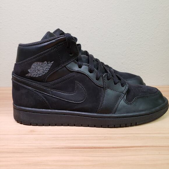 Nike Air Jordan 1 Retro Mid Basketball Shoes‎ All Black Sneakers Men\'s Size 8 main image 4